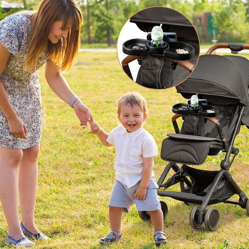 Universal Stroller Snack Tray - 4-in-1 Clip on Strollers Cup and Phone Holder Attachment Accessories, Double Bottle Drink Cupholder Tray for Bike Walker Wheelchair in Kuwait