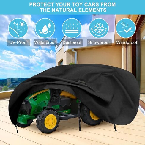 Kids Ride On Toy Tractor Cover, 70" x 28" x 26" Outdoor Waterproof Cover | Fit for Kids Electric Tractor with Trailer, All Weather Protection, 420D Oxford Fabric, Windproof Buckles in Kuwait