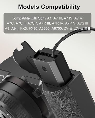 D-TAP Dummy Battery for Sony NP-FZ100, Fully Decoded Camera Power Adapter Compatible with Sony A7 V/A7 IV/ A7S III/ A7R V/ FX3/ FX30/ A6700/ ZV-E1 for Video Recording, Filmmaking & Livestream in Kuwait