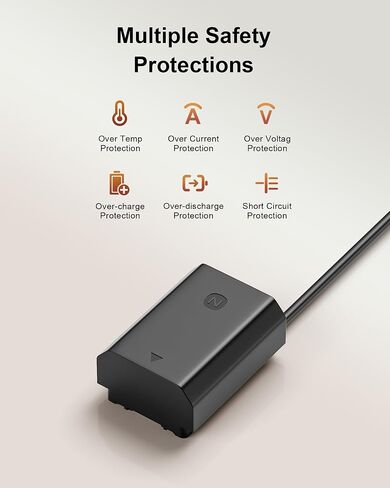 D-TAP Dummy Battery for Sony NP-FZ100, Fully Decoded Camera Power Adapter Compatible with Sony A7 V/A7 IV/ A7S III/ A7R V/ FX3/ FX30/ A6700/ ZV-E1 for Video Recording, Filmmaking & Livestream in Kuwait