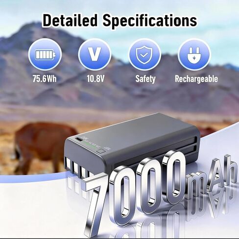 7000mAh Rechargeable Battery Compatible with Steahlt Cam Trail Camera Flashback, Deceptor MAX, Fusion MAX and Connect MAX - Power Indicator Light & Type-C Fast Charging (1-Pack) in Saudi Arabia