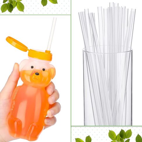 Eaasty 20 Pcs Honey Bear Sippy Cup Replacement Straws 8 Inch Long Silicone Reusable Clear Flexible Plastic Straws for Therapy Bottles Daily Drinking Supplies in Kuwait