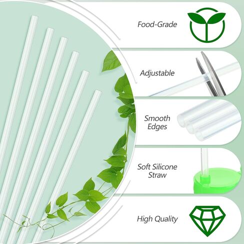 Eaasty 20 Pcs Honey Bear Sippy Cup Replacement Straws 8 Inch Long Silicone Reusable Clear Flexible Plastic Straws for Therapy Bottles Daily Drinking Supplies in Kuwait