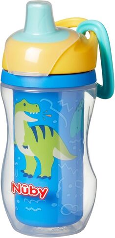 Nuby Active Sipper Insulated Toddler Cup with No-Spill Vari-Flo Valve - (2 Pack) 9 oz - Easy Grip Design with Carabiner Clip - 18+ Months - Boy in Kuwait