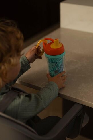Nuby Active Sipper Insulated Toddler Cup with No-Spill Vari-Flo Valve - (2 Pack) 9 oz - Easy Grip Design with Carabiner Clip - 18+ Months - Boy in Kuwait