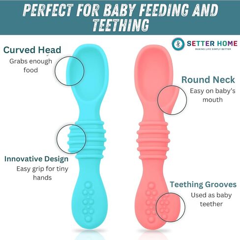 Premium Silicone Baby Spoons set - Spoons for Infants & Toddler, First Stage Chewable Baby Led Weaning Utensils, BPA Free, baby feeding essentials (Colorful) in Kuwait