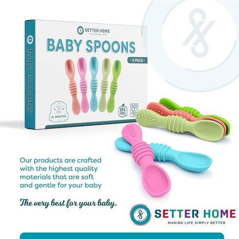 Premium Silicone Baby Spoons set - Spoons for Infants & Toddler, First Stage Chewable Baby Led Weaning Utensils, BPA Free, baby feeding essentials (Colorful) in Kuwait