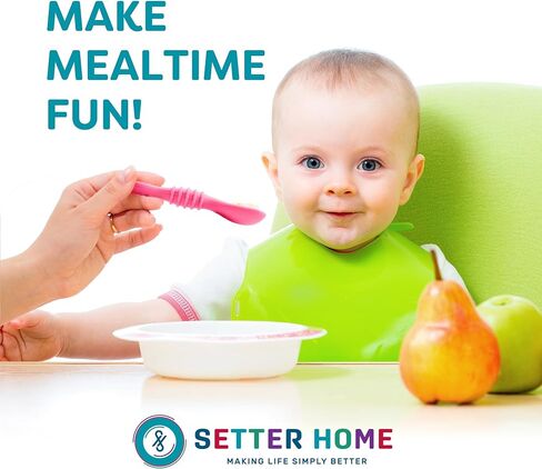Premium Silicone Baby Spoons set - Spoons for Infants & Toddler, First Stage Chewable Baby Led Weaning Utensils, BPA Free, baby feeding essentials (Colorful) in Kuwait