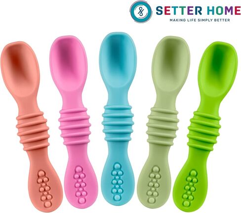 Premium Silicone Baby Spoons set - Spoons for Infants & Toddler, First Stage Chewable Baby Led Weaning Utensils, BPA Free, baby feeding essentials (Colorful) in Kuwait