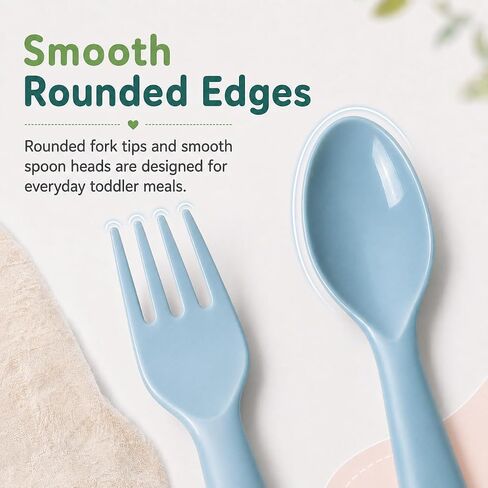 Kids Utensils Set, 18-Piece Plastic Forks, Spoons and Knives | BPA-free PP Toddler Silverware, 6 Place Settings, Smooth Edges, Easy-grip Handles, Reusable for School Lunches and Daycare in Kuwait