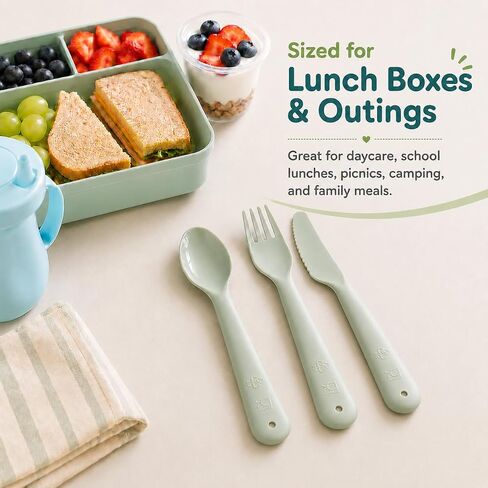 Kids Utensils Set, 18-Piece Plastic Forks, Spoons and Knives | BPA-free PP Toddler Silverware, 6 Place Settings, Smooth Edges, Easy-grip Handles, Reusable for School Lunches and Daycare in Kuwait