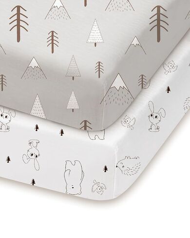 Pack and Play Sheets 2 Pack, 38x26 Jersey Knit Fitted Sheets | Pack and play sheets with 95% polyester, 5% spandex jersey knit, deep pocket, snug fit, 2-pack. in Kuwait