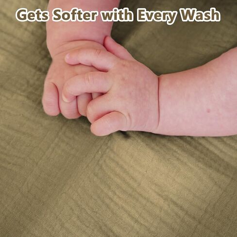 Muslin Crib Sheet 50x27in – 100% Cotton Baby Fitted Sheet for Boys & Girls, Ultra Soft & Breathable, Snug Fit with 360° Elastic, Fits Crib Mattress Up to 28" x 52" & Toddler Beds (Tan, 50x27in) in Kuwait