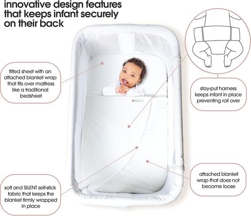 Wrap Sheet – Anti-Rollover Safe Sleep Blanket for Newborns – Fits Bedside Sleepers, Pack & Plays, Mini Cribs – Newborn Sleep Essential (Tan, Pack and Play or Mini Crib) in Kuwait