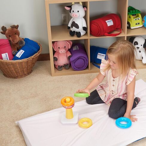 Rollee Pollee Preschool Nap Mats for Daycare or Classroom, Standard Size 24 x 48 x 2 Inches, White, 6-Pack in Kuwait