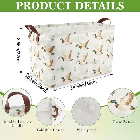 Mallard Duck Storage Basket - Mallard Duck Room Decor, Cute Waterproof Laundry Basket Storage Bin Collapsible Nursery Hamper Toy Box Decorative Hunting Decor for Bathroom Nursery Room Bedroom in Kuwait