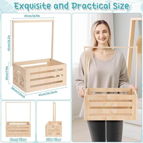 Wooden Baby Shower Crate Closet With Hangers, Letters, Dividers - Easy Assembly Basket for Newborn Boys Girls - Pregnancy Gifts for New Parents in Kuwait