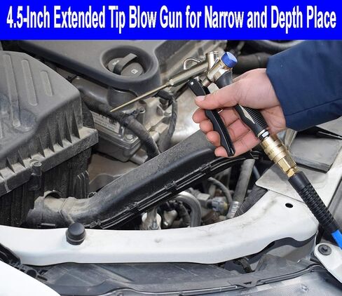 YOTOO 2-Way Air Blow Gun kit with Adjustable Air Flow, Extended Nozzle, High Flow Nozzle and 1/4" NPT Female Quick Plug in Kuwait