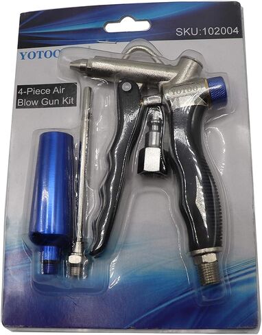 YOTOO 2-Way Air Blow Gun kit with Adjustable Air Flow, Extended Nozzle, High Flow Nozzle and 1/4" NPT Female Quick Plug in Kuwait