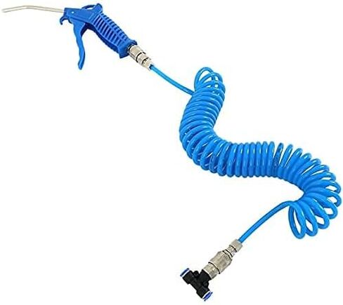 Air Blow Gun Kit Air Duster Cleaning Nozzle Blow Spray Tool Kit with 5 Meter Long Coil PU Air Hose,4×6mm(Blue) in Kuwait
