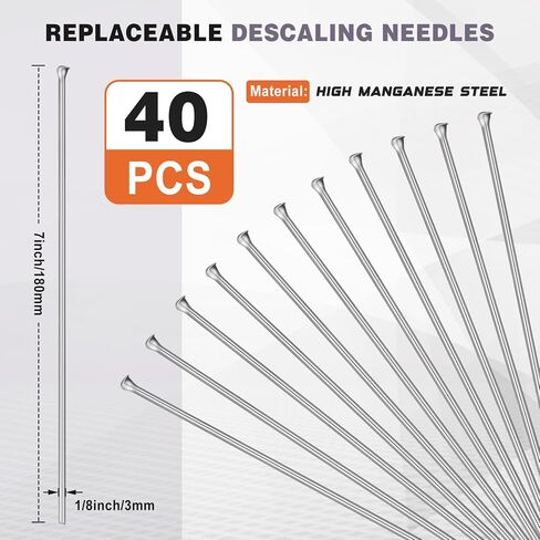Threlaco Compact Air Needle Scaler with 40 Pieces 7' Descaling Needles Pneumatic Tools Air Powered Remove Slag Rust Paint Weld and Dirt Quickly(12 Needles) in Kuwait