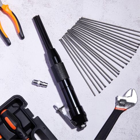 Threlaco Compact Air Needle Scaler with 40 Pieces 7' Descaling Needles Pneumatic Tools Air Powered Remove Slag Rust Paint Weld and Dirt Quickly(12 Needles) in Kuwait
