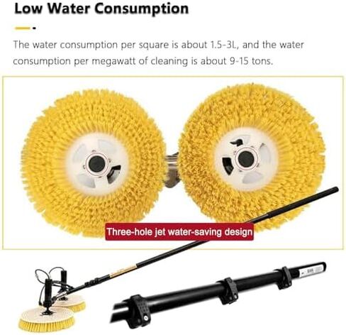 Telescopic Cleaning Pole Kit - Dual-Head Brush & Triple Spray Nozzles for Effective Solar Panel Care, Window Washing, Gutter Cleaning, Outdoor Maintenance Tool,Dualuse in Kuwait