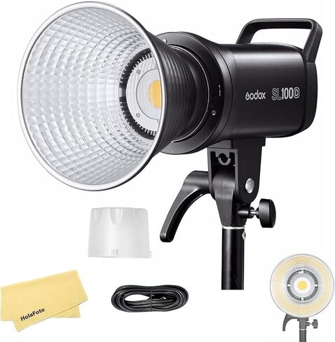 Godox SL100D LED Video Light,100W 5600K 32100Lux @1M CRI 96+TLCI 97 | +Bowens Mount Continuous Output Lighting,8 FX Effects 0-100% Brightness Studio Light, Multiple Control Methods in Kuwait