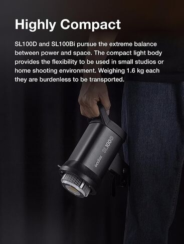 Godox SL100D LED Video Light,100W 5600K 32100Lux @1M CRI 96+TLCI 97 | +Bowens Mount Continuous Output Lighting,8 FX Effects 0-100% Brightness Studio Light, Multiple Control Methods in Kuwait