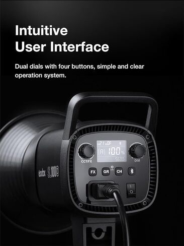 Godox SL100D LED Video Light,100W 5600K 32100Lux @1M CRI 96+TLCI 97 | +Bowens Mount Continuous Output Lighting,8 FX Effects 0-100% Brightness Studio Light, Multiple Control Methods in Kuwait
