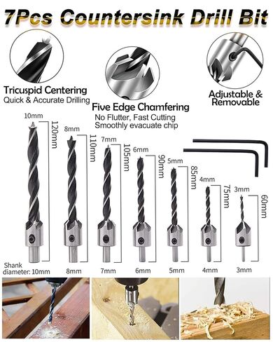 Rocaris 32 Pack Woodworking Chamfer Drilling Tools with Case | Countersink Drill Bits, L-Wrench, Wood Plug Cutter, Step Bit, Center Punch, Cutting Twist Bits in Kuwait