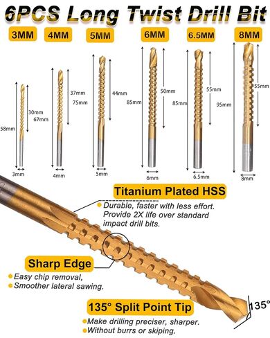 Rocaris 32 Pack Woodworking Chamfer Drilling Tools with Case | Countersink Drill Bits, L-Wrench, Wood Plug Cutter, Step Bit, Center Punch, Cutting Twist Bits in Kuwait
