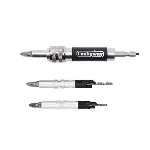 Luckyway Countersink Drill Bit Set #6, #8, #10 for Wood, Drill Counter Sink Flip Drive 3 in 1 Complete Unit Set, Including Philips2 Screw Bits 4-Piece in Kuwait