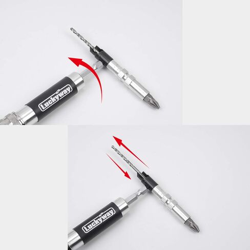 Luckyway Countersink Drill Bit Set #6, #8, #10 for Wood, Drill Counter Sink Flip Drive 3 in 1 Complete Unit Set, Including Philips2 Screw Bits 4-Piece in Kuwait