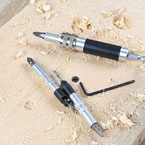 Luckyway Countersink Drill Bit Set #6, #8, #10 for Wood, Drill Counter Sink Flip Drive 3 in 1 Complete Unit Set, Including Philips2 Screw Bits 4-Piece in Kuwait