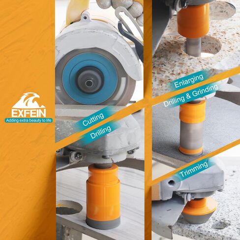 Diamond Tile Hole Saw Kit 12pcs - 6/8/10/25/35/50/65mm Core Drill Bits,10mm Milling Bit and 2" Chamfer Bit with Hex Adapter and 4.5" 2pcs Diamond Blade and for Tile Porcelain Marble in Kuwait