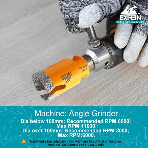 Diamond Tile Hole Saw Kit 12pcs - 6/8/10/25/35/50/65mm Core Drill Bits,10mm Milling Bit and 2" Chamfer Bit with Hex Adapter and 4.5" 2pcs Diamond Blade and for Tile Porcelain Marble in Kuwait