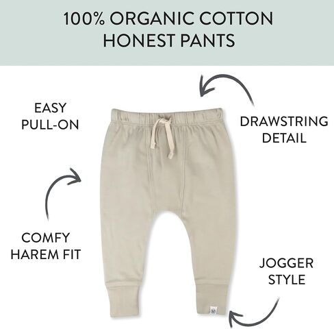 Multipack Honest Pants Joggers Pull on 100% Organic Cotton for Infant Baby and Toddler, Boys, Girls, Unisex in Kuwait