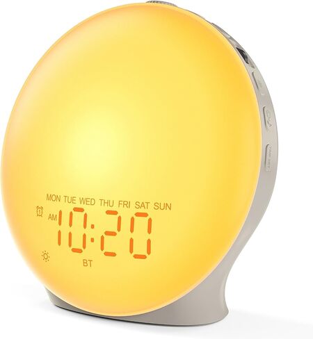 JALL Sunrise Alarm Clock White Noise Machine with 25 Nature Sleep Sounds, Fully Dimmable Clock for Bedrooms, Heavy Sleepers, 17 Light Modes, Bluetooth Speaker in Kuwait