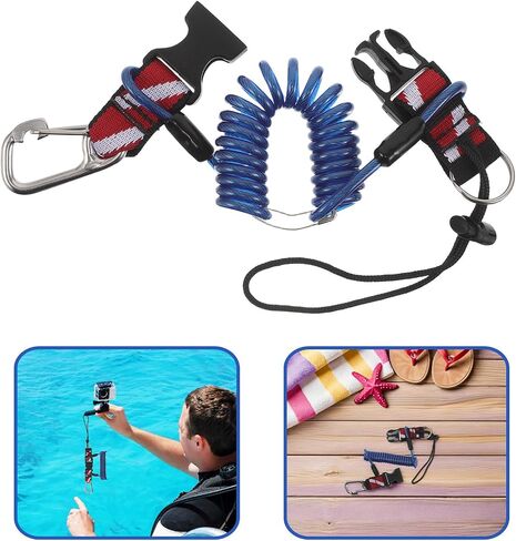 Retractable Scuba Diving Lanyard for Dive Lights and Cameras with Quick Release Buckle Stainless Steel and TPU Material, Universal Equipment Compatibility for Diving Scenarios in Kuwait