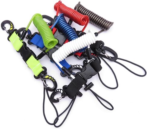 Scubas Diving Coiled Lanyard Release Clip Heavy Duty Antilost Underwater Spring Coiled Camera Strap for Dive Light Outdoor Accessories in Kuwait