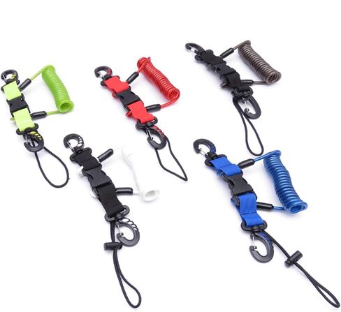 Scubas Diving Coiled Lanyard Release Clip Heavy Duty Antilost Underwater Spring Coiled Camera Strap for Dive Light Outdoor Accessories in Kuwait