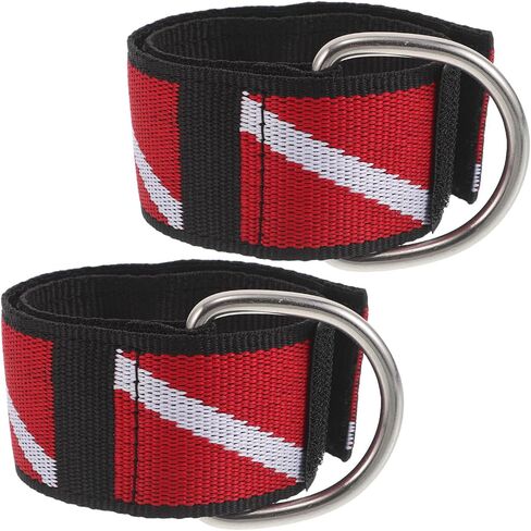2pcs Adjustable Scuba Diving Wrist Strap with Stainless Steel D Ring and Nylon Webbing, Comfortable Fit Diving Gear Holder for Underwater Flashlight and Lights, for Boating in Kuwait