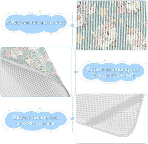 Cute Cartoon White Unicorns Cooling Baby Crib Mattress Sheets 28" x 52" Breathable Bed pad for Kids, Adult in Kuwait