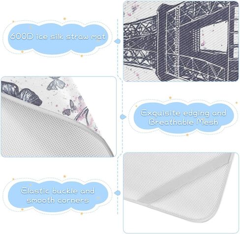 The Eiffel Tower and The Butterfly Cooling Baby Toddler Mattress 28" x 52" Breathable Pads for beds for Kids, Adult in Kuwait