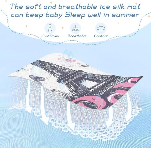 The Eiffel Tower and The Butterfly Cooling Baby Toddler Mattress 28" x 52" Breathable Pads for beds for Kids, Adult in Kuwait