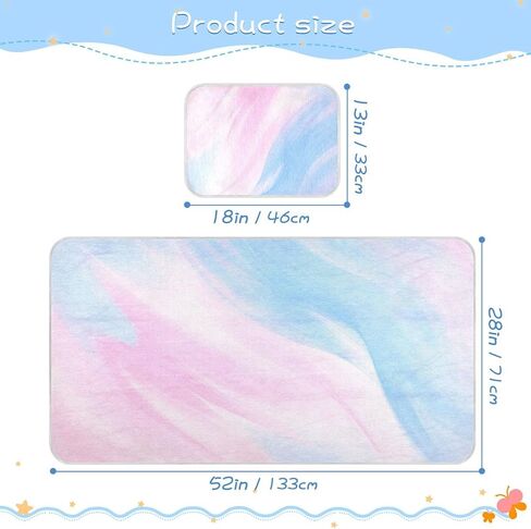 Blue-Pink Gradient Cooling Baby Washable Mattress 28" x 52" Absorbent Crib Padding for Sides for Kids, Adult in Kuwait