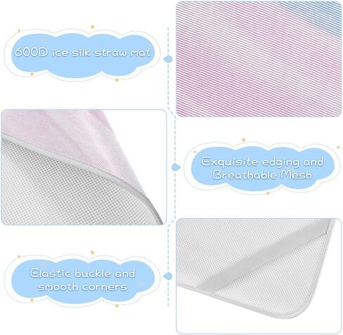 Blue-Pink Gradient Cooling Baby Washable Mattress 28" x 52" Absorbent Crib Padding for Sides for Kids, Adult in Kuwait