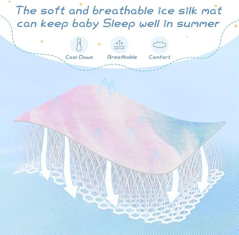 Blue-Pink Gradient Cooling Baby Washable Mattress 28" x 52" Absorbent Crib Padding for Sides for Kids, Adult in Kuwait