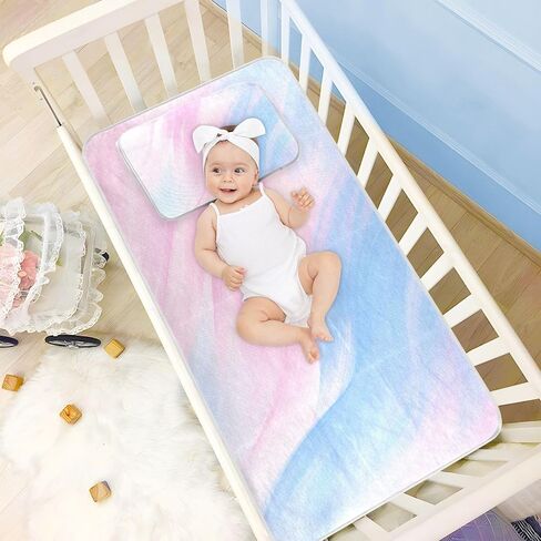 Blue-Pink Gradient Cooling Baby Washable Mattress 28" x 52" Absorbent Crib Padding for Sides for Kids, Adult in Kuwait